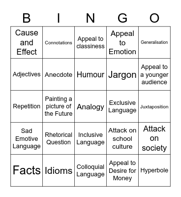 iPhone Ad Bingo Card