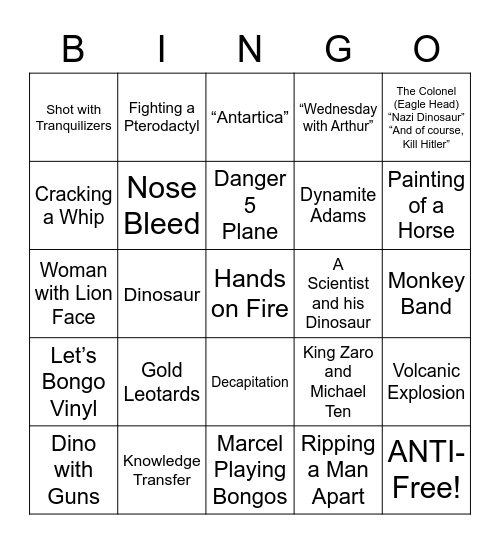 Danger 5 - Round 2 Bingo Card