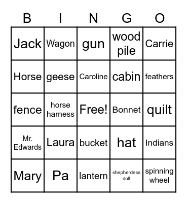 Little House on the Prairie Bingo Card