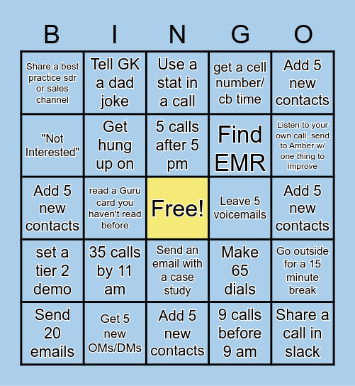 SDR Bingo Card