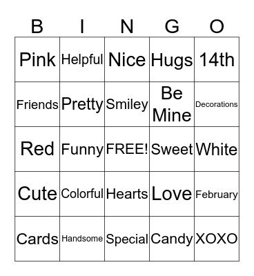 Valentine's Day Bingo Card