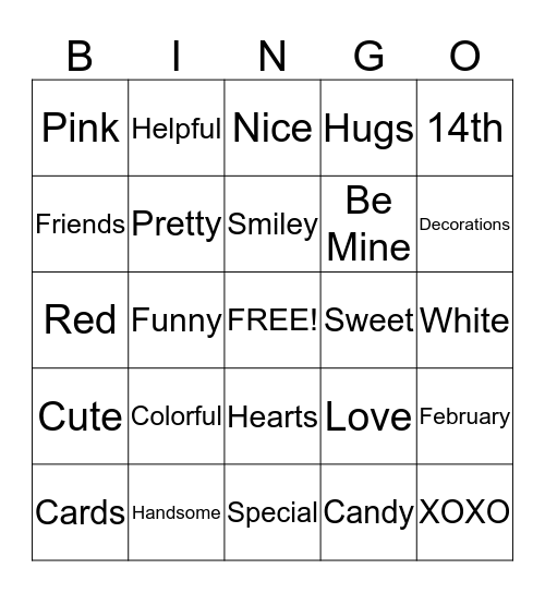 Valentine's Day Bingo Card