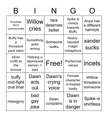 Buffy S6 Bingo Card
