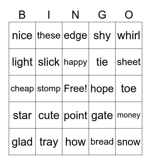 Sound Spelling Review Bingo Card