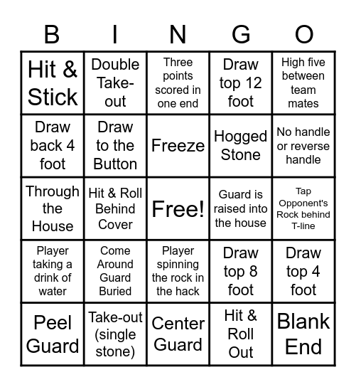 Bonspiel Bingo Card