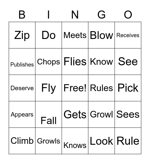 Subject-Verb Agreement Bingo Card