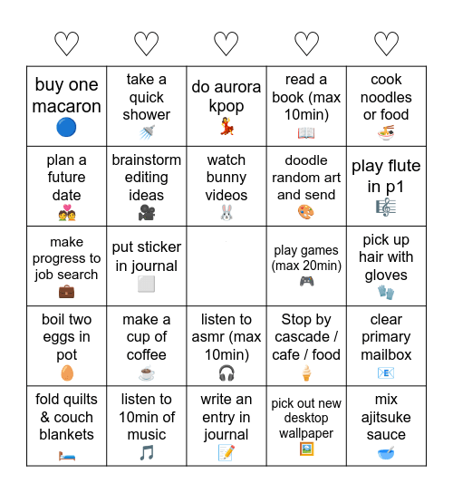 ⸂⸂⸜(രᴗര๑)⸝⸃⸃ Bingo Card