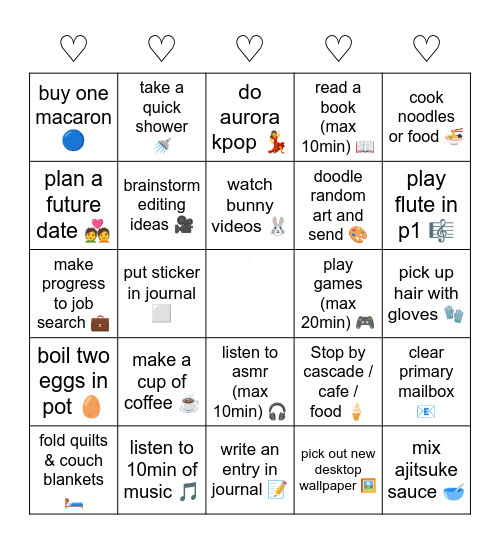 ⸂⸂⸜(രᴗര๑)⸝⸃⸃ Bingo Card