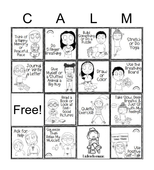 CALMING COPING SKILLS Bingo Card