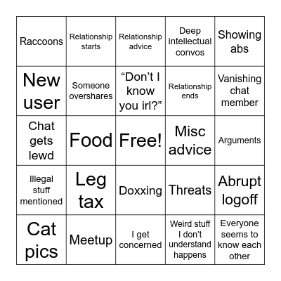 NYC Chat Bingo Card