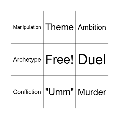English Presentation Key Words Bingo Card