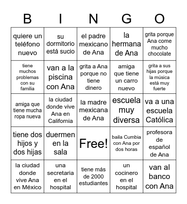 Pobre Ana BINGO Card