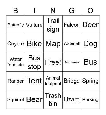 Yosemite Bingo Card