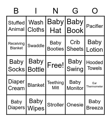 Twinzie Baby Shower Bingo Card