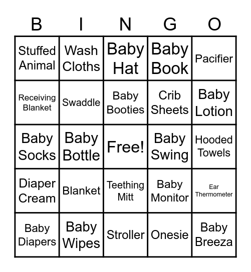 Twinzie Baby Shower Bingo Card