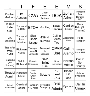 EMS WEEK BINGO Card