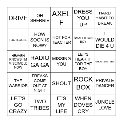 1984 Bingo Card