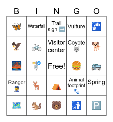 Yosemite Bingo Card