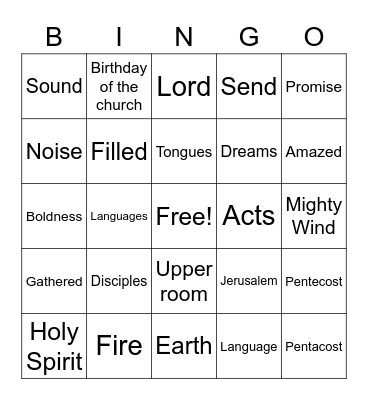 Pentecost! Bingo Card