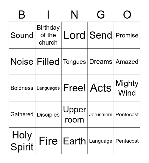 Pentecost! Bingo Card