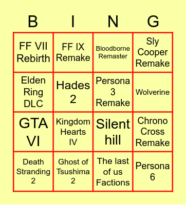 No E3 2023 Bingo Card