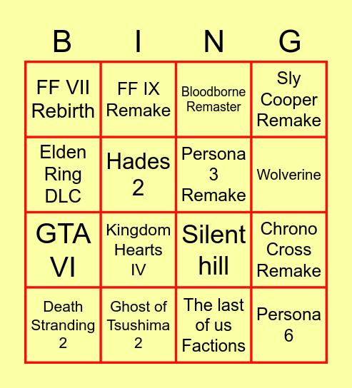 No E3 2023 Bingo Card