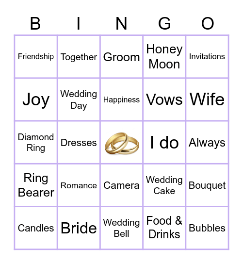 Wedding Bingo! Bingo Card