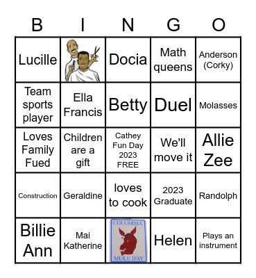 Cathey Fun Day 2023 Bingo Card