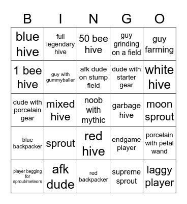 bee swarm public server bingo Card