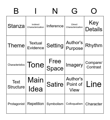 English III Review Bingo Card