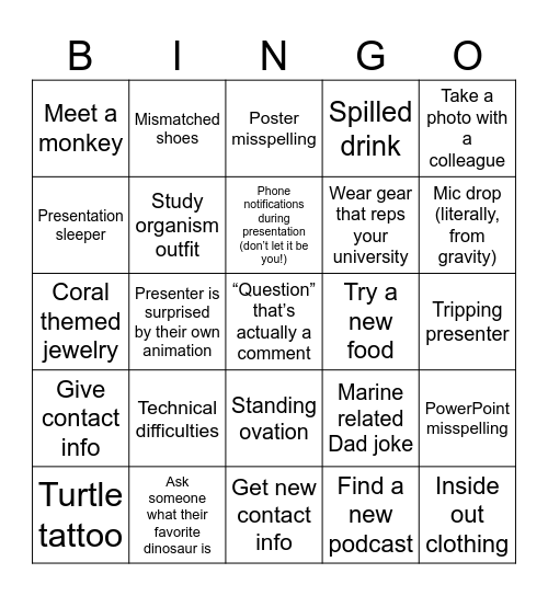 AMLC Conference Bingo Card