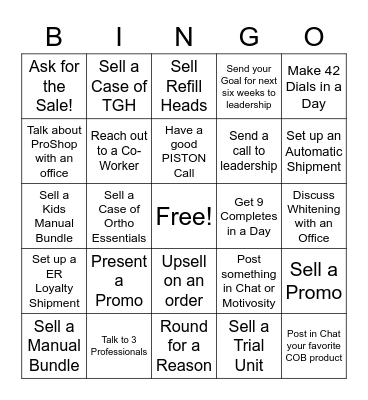 Monday Bingo Card