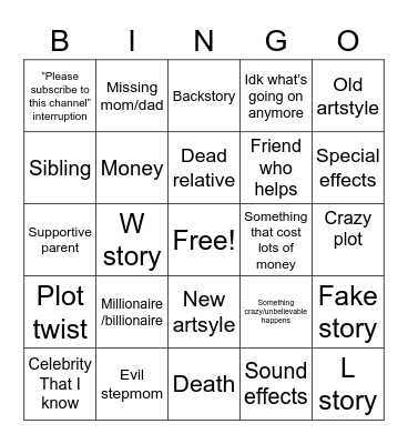 Here’s my story bingo board Bingo Card