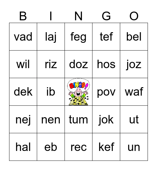 Nonsense Word BINGO! Bingo Card
