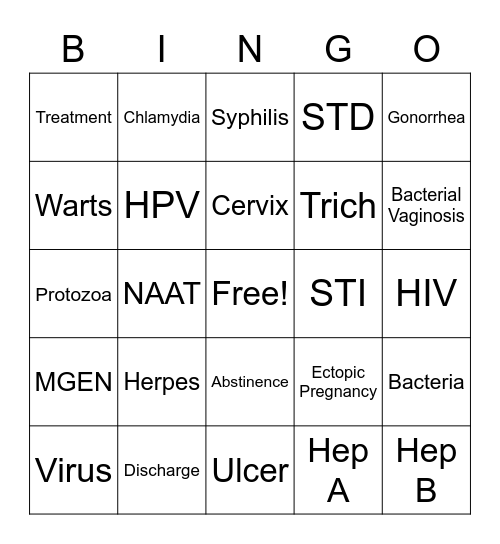 STD Bingo Card