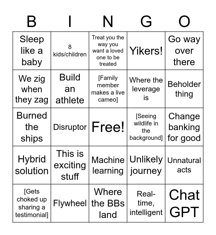 Strategy Session 2023 Bingo (venture X) Bingo Card