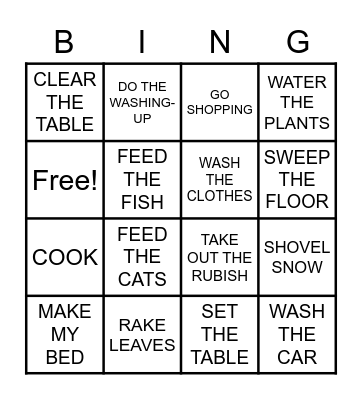 HOUSE WORK Bingo Card