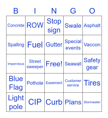 Public Works Bingo! Bingo Card