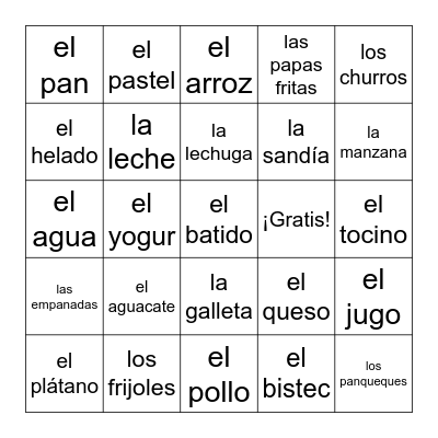 ¡Comida Lotería! Bingo Card