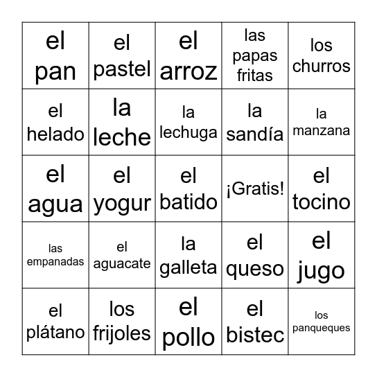 ¡Comida Lotería! Bingo Card