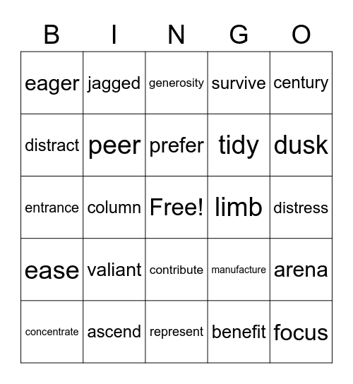 Flocabulary Bingo Card