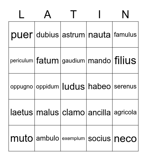 Latin for Children 5th Grade Review Bingo Card