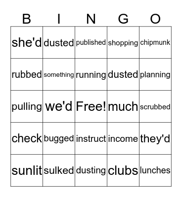 Unit 9 Bingo Card