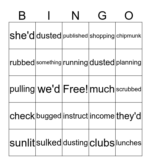 Unit 9 Bingo Card