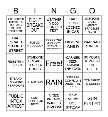 DIRT FEST BINGO Card