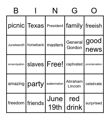 Juneteenth Bingo Card