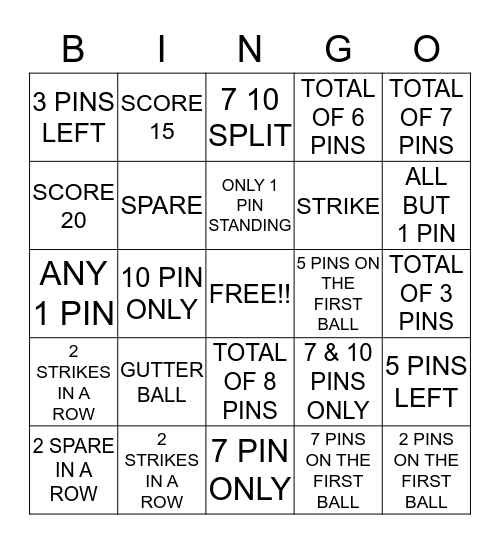 ENERPLUS BOWLING Bingo Card
