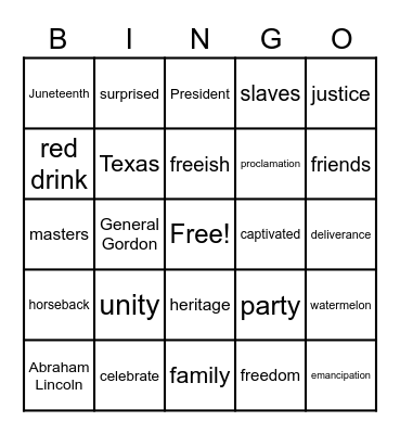 Juneteenth Bingo Card