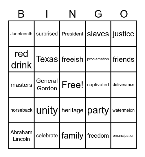 Juneteenth Bingo Card