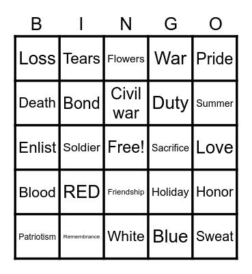 Memorial Day Bingo Card